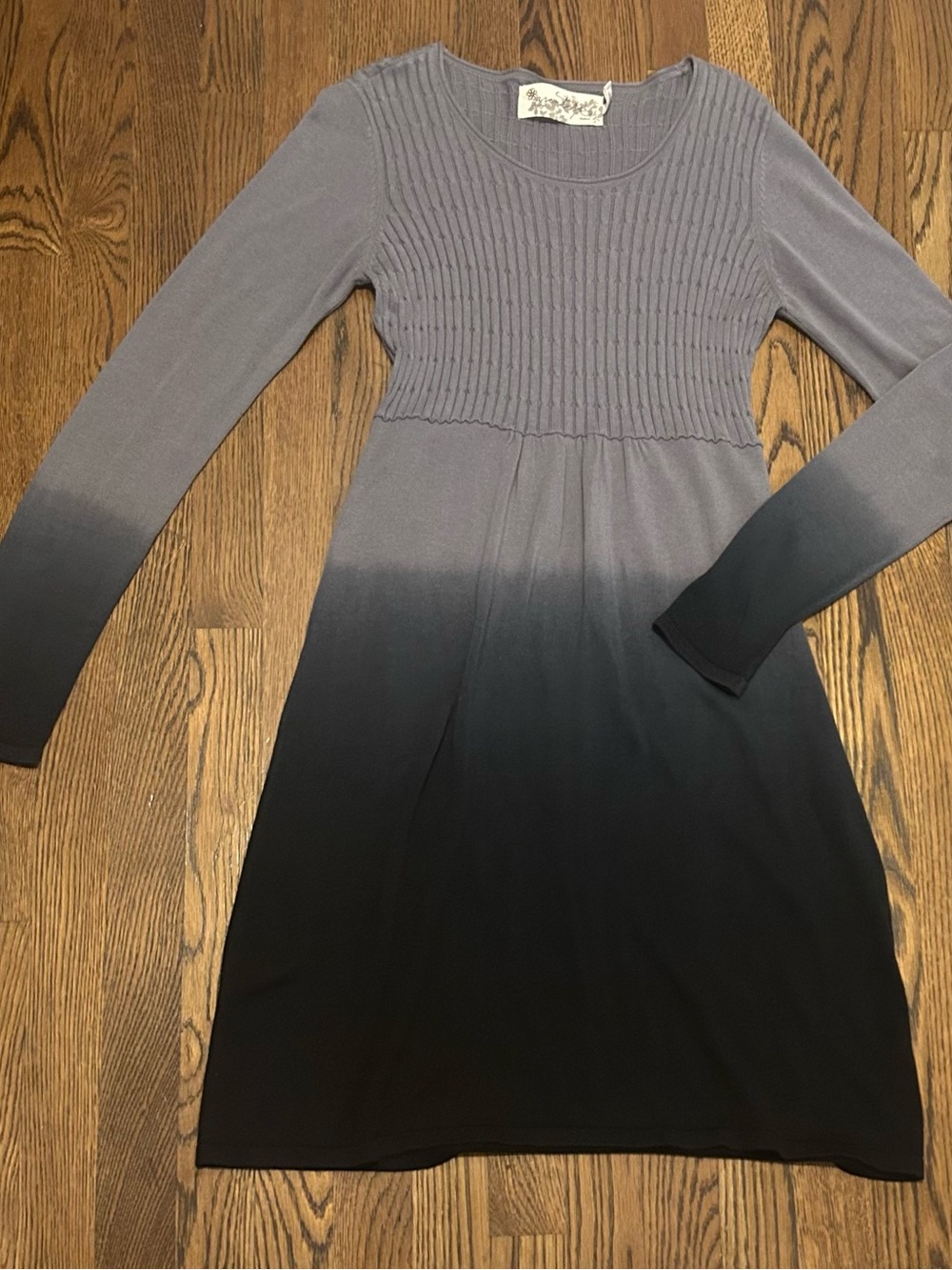 Aventura Gray-to-Black Ombre Long Sleeve Knit Dress Eco-Friendly